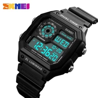 skmei 1299 fashion sport outdoor watch men pu strap multifunction waterproof watches alarm male digital watch reloj hombre