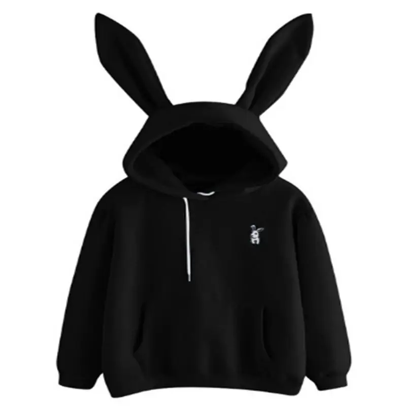 Women Fashion Casual All-match Hooded Loose Small Rabbit Embroidered Fleece Sweatershirt Hoody Top New ！！！ | Женская одежда