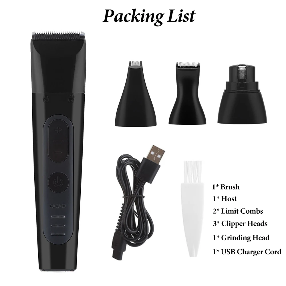 

Dog Hair Trimmer Nail Grinder 4 in 1 Dog Grooming Clippers Professional Cutter for Trimming Pet Nail/Paws/Hair Electric Clipper