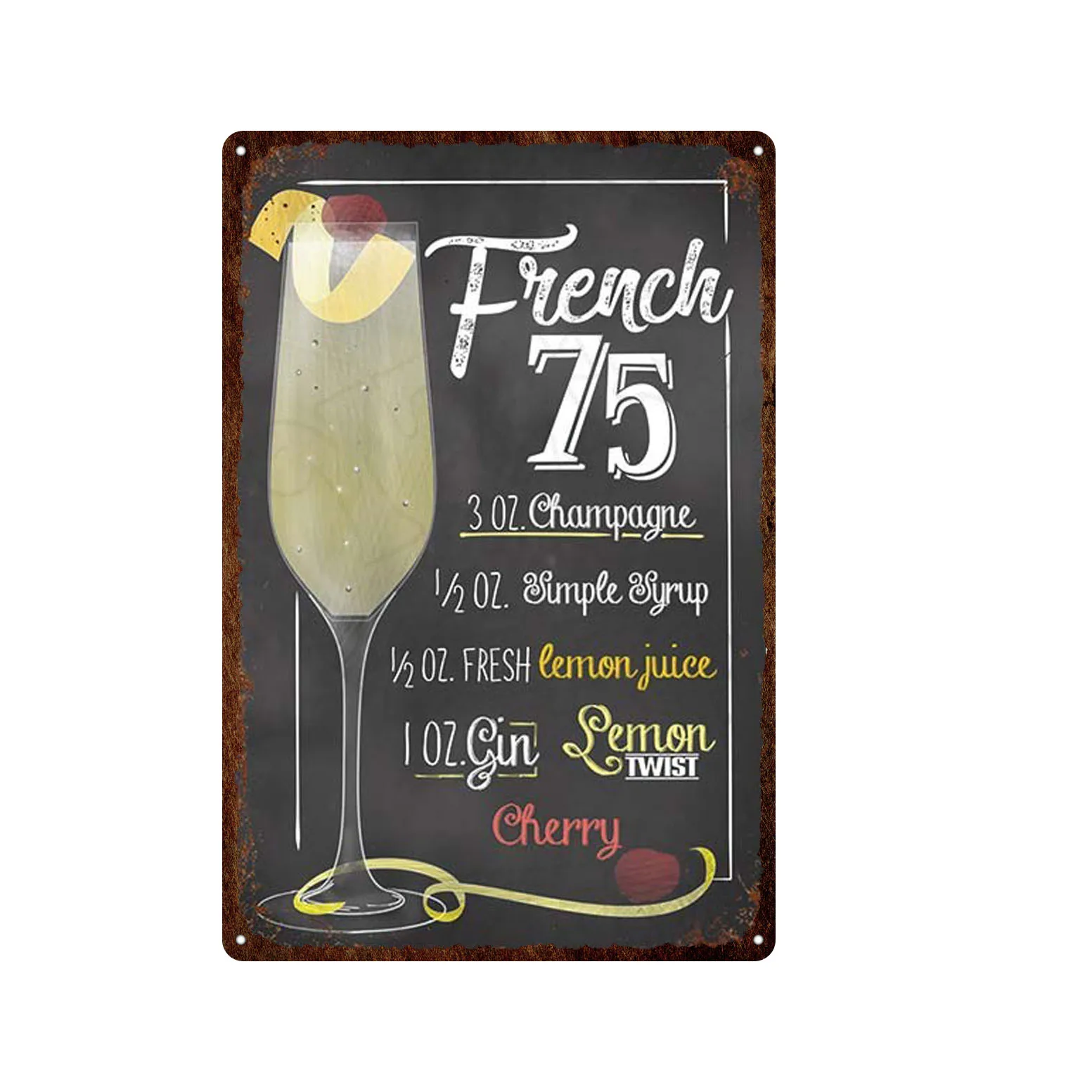 

Delicious Cocktail Drink Corner Metal Tin Sign Bar Retro Black Background Wall Decoration Plaque DecorationIron Painting