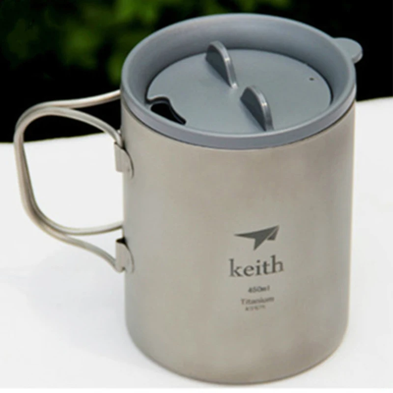 

Keith Coffee Mugs 450ml Leisure Travel Titanium Drinkware Double-wall Thermal Insulation Cup No Scale Lightweight 130g