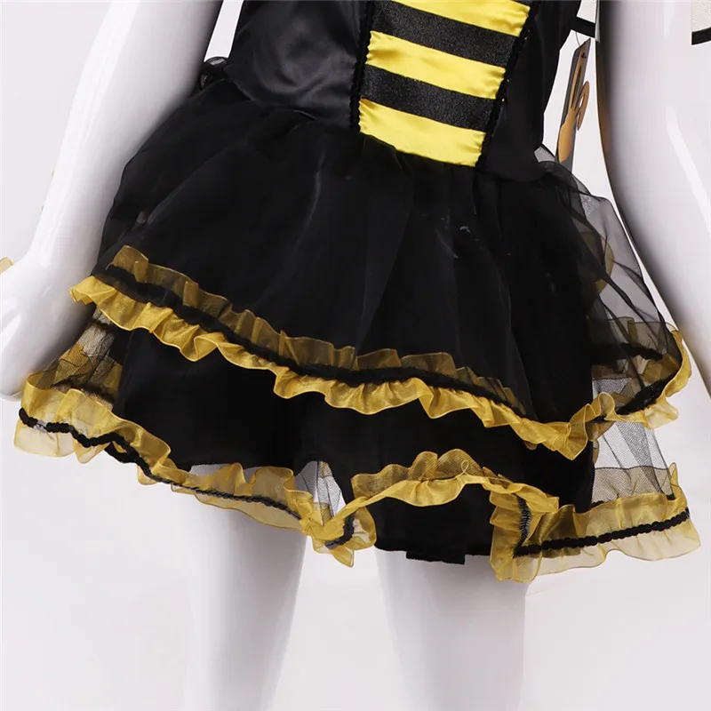Halloween Costume For Kids Yellow Dress Carnival Party Cosplay Girls Bee Wings Full Set | Тематическая одежда и униформа