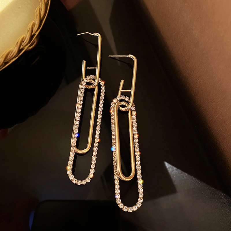 

High Quality 14K Real Gold Geometry Drop Earrings for Women Top Designer Luxury Jewelry AAA Zirconia S925 Silver Needle Hot