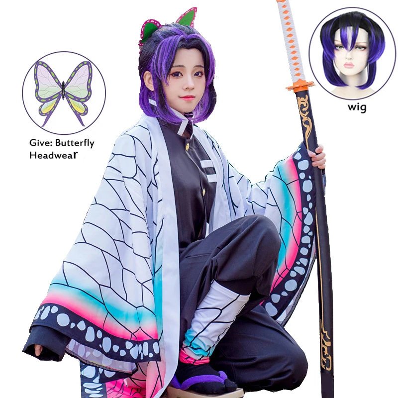 

Женский костюм для косплея Kochou Shinobu Kimetsu No Yaiba, костюм для Хэллоуина