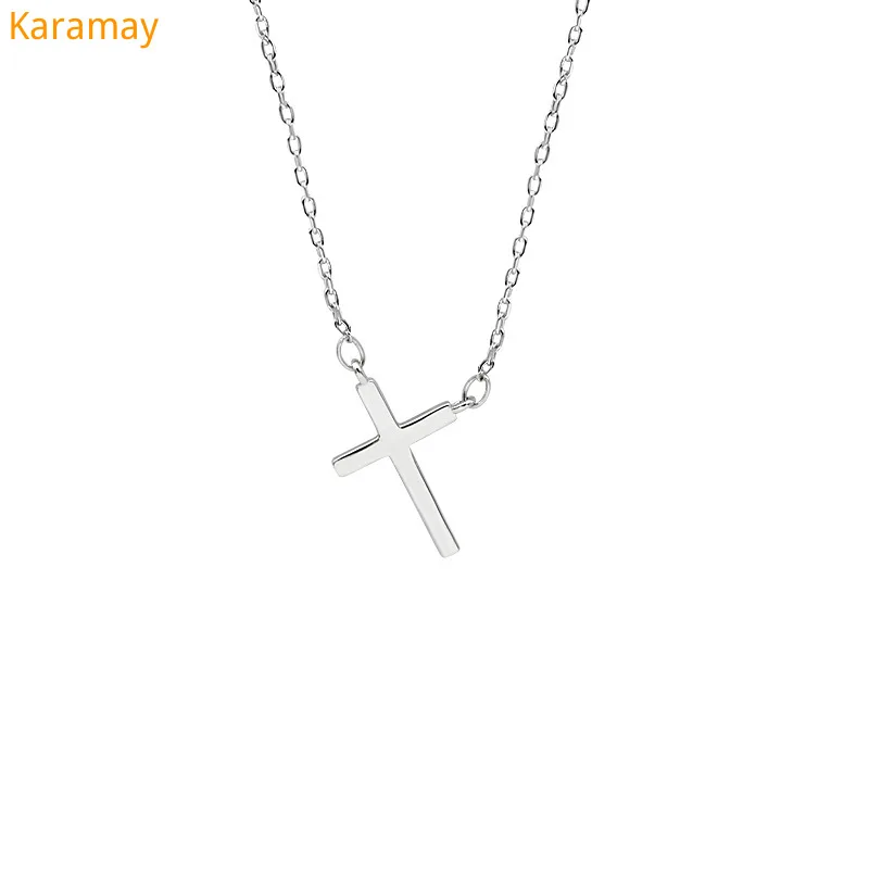 

Minimalist Cross Necklace S925 pure silver temperament personality women's clavicle chain in Korean fashion silver chain jewelry