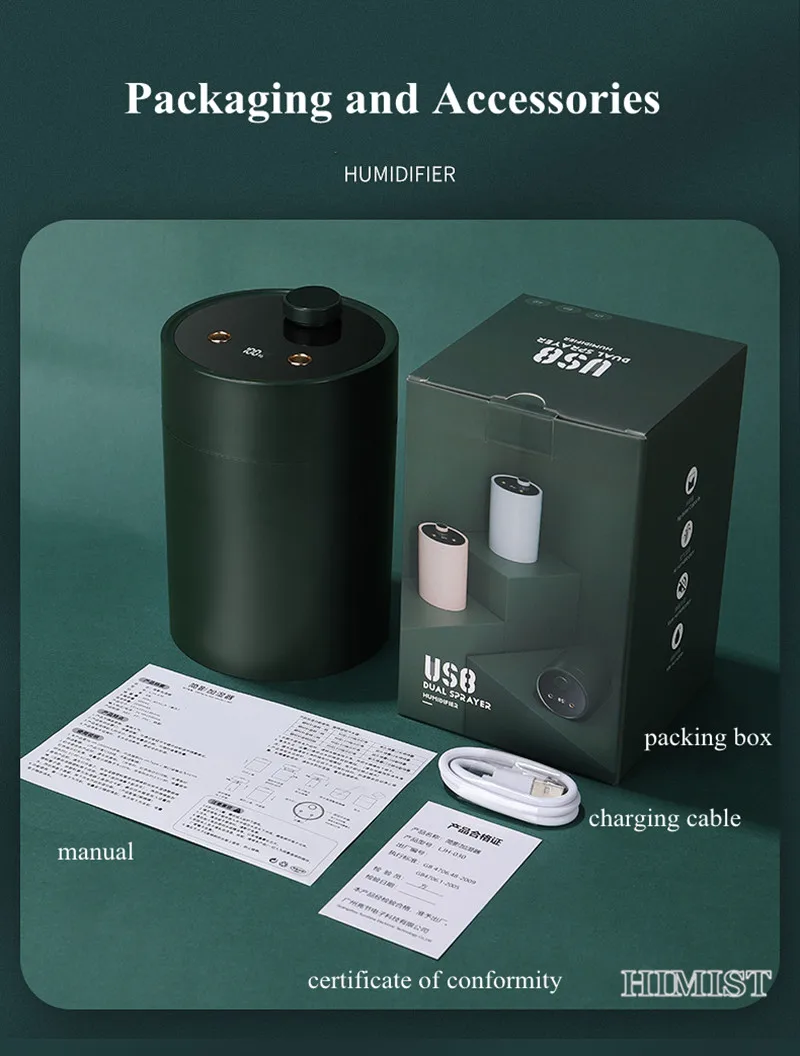 

600ml Home Air Humidifier 2000mAh Portable Wireless USB Aroma Water Mist Diffuser Battery Life Show Aromatherapy Humidificador