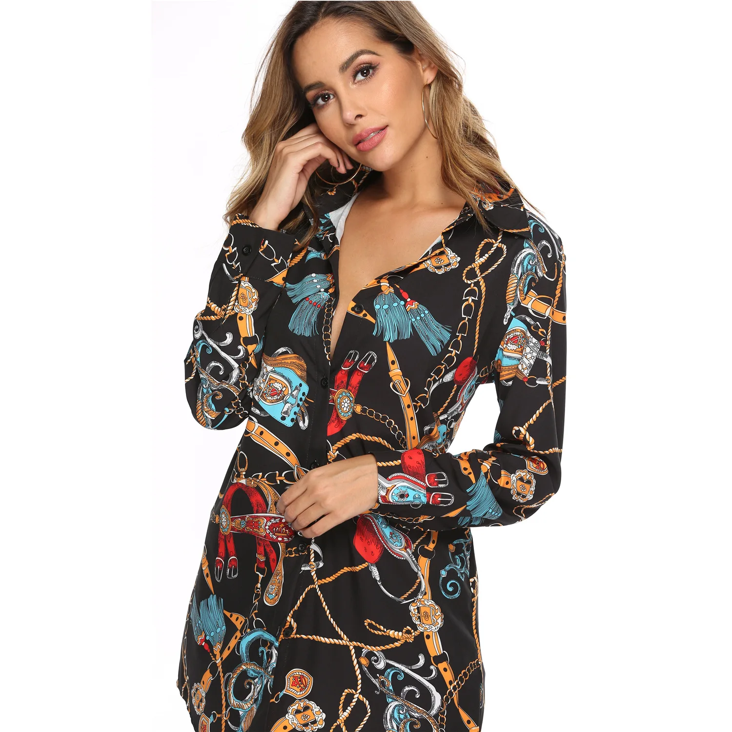 2019 модная новая Африканская Этническая женская рубашка с цифровым принтом