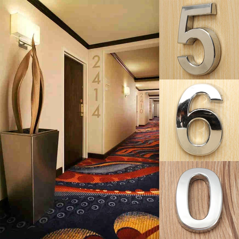 3D Digits 0-9 House Number Sign Self Adhesive Address Digit Sticker Plate Numeral Door Plaque for Home Hotel Decor | Строительство и