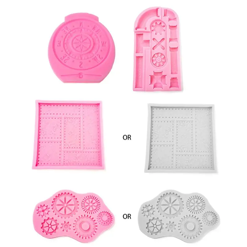 Vintage Clock Silicone Molds Steampunk Gear Baby Birthday Fondant Cake Decorating Tools Cupcake Candy Chocolate wholesale