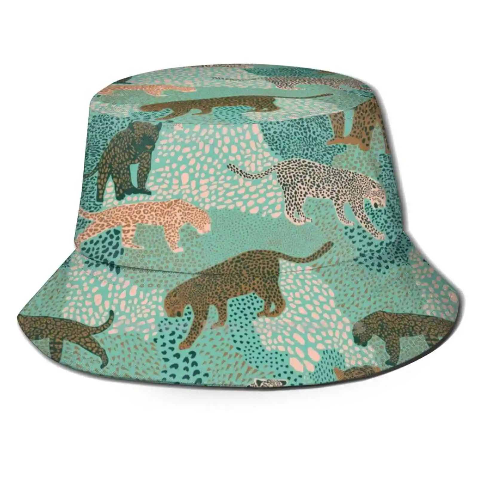 

Leopards Camouflage In Mint Unisex Summer Cap Sunscreen Hat Leopard Exotic Wild Animal Nature Cat Mint Bronze Brown Jump Zoo