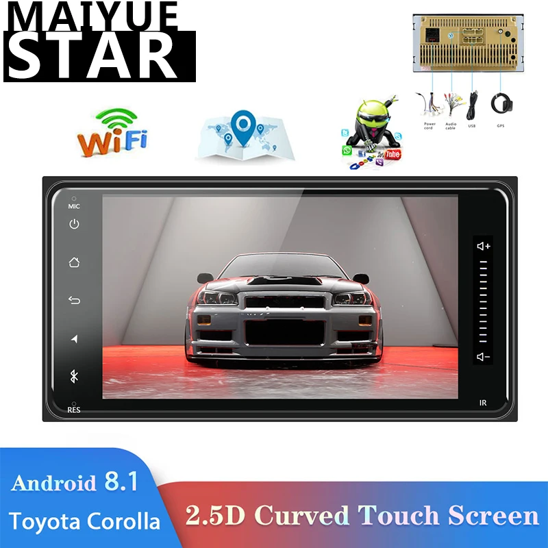 Maiyue star 7 дюймов 2 din android 8,1 Автомобильный мультимедийный плеер Автомобильный Радио Стерео VIOS Crown Camry HIACE PREVIA COROLLA RAV4