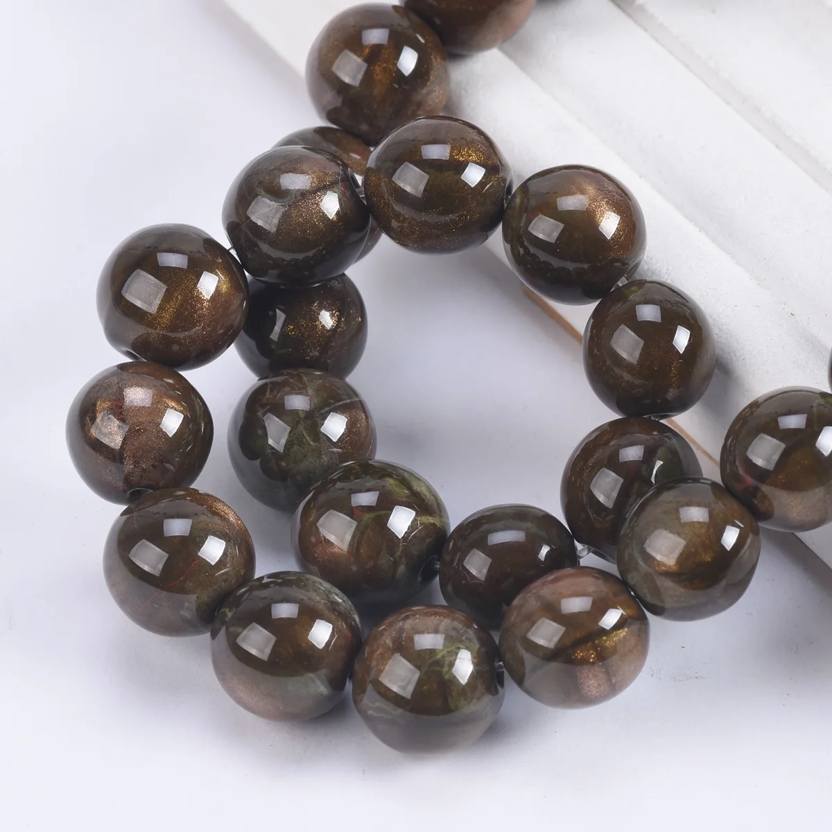 

10pcs Round 13mm Imitated Brown Foil Stone Loose Beads for Jewelry Making DIY Crafts Findings