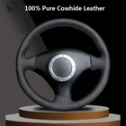 Черные сапоги из натуральной кожи ручной работы чехол рулевого колеса автомобиля для Audi TT 1999-2005 A3 3-спицевое 2000 2001 2002 2004 2003