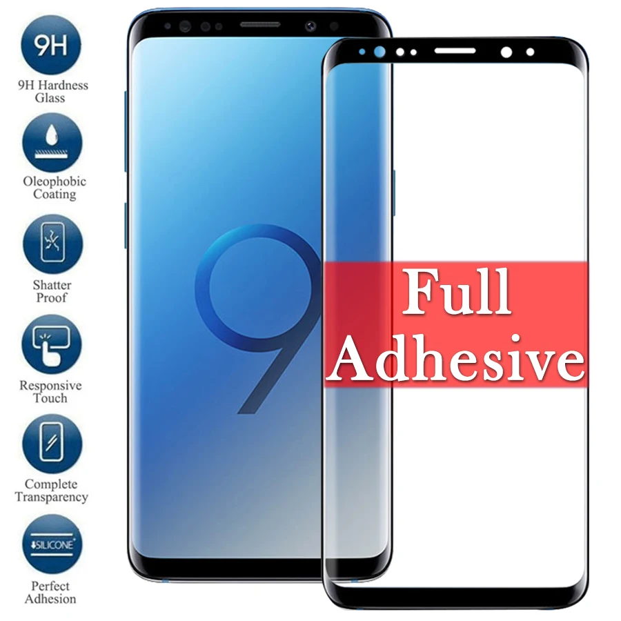 Защитное стекло закаленное на весь экран для Samsung Galaxy S8 S9 Plus S8Plus S9Plus|Защитные