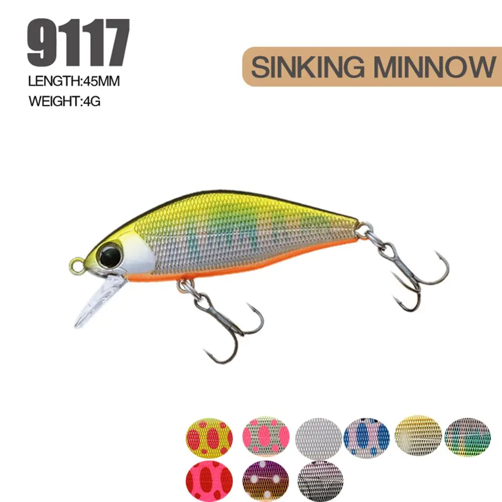 

45mm 4g Sinking Stream Bait Pesca Issen Trout Pike Perch Bass Fish Hooks Long Casting Lure Minnow Lures Minnow Baits