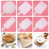 6 style square round mirror tray with handle silicone mold for diy crystal uv epoxy dinner plate home decoration tools for resin