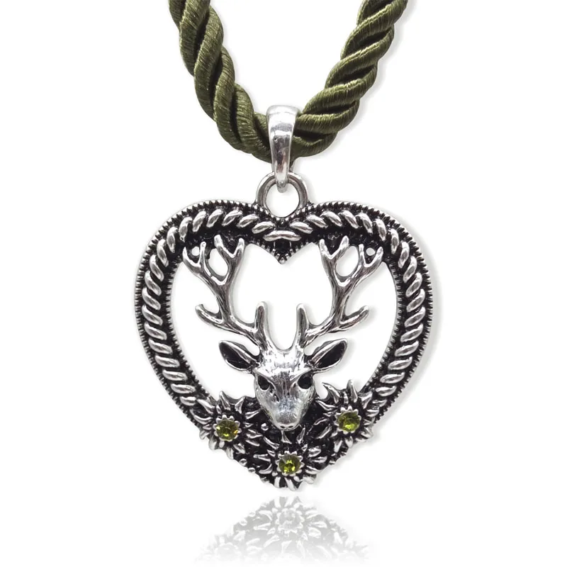 

Free New Fashion Vintage Heart Shape Cutout Pendant Necklace Women Trendy Carved Antlers Charming Rope Short Necklace bijoux fem