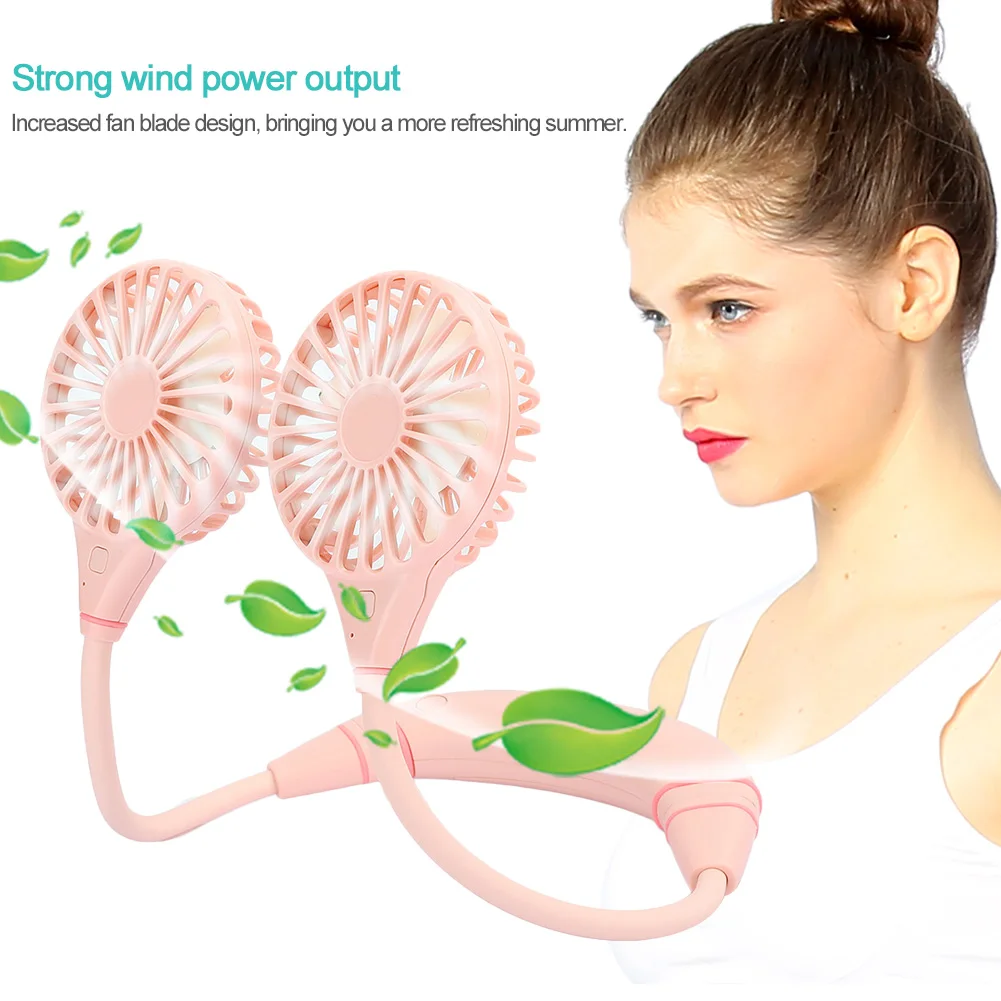 Портативный переносной шейный подвесной вентилятор USB Перезаряжаемый мини