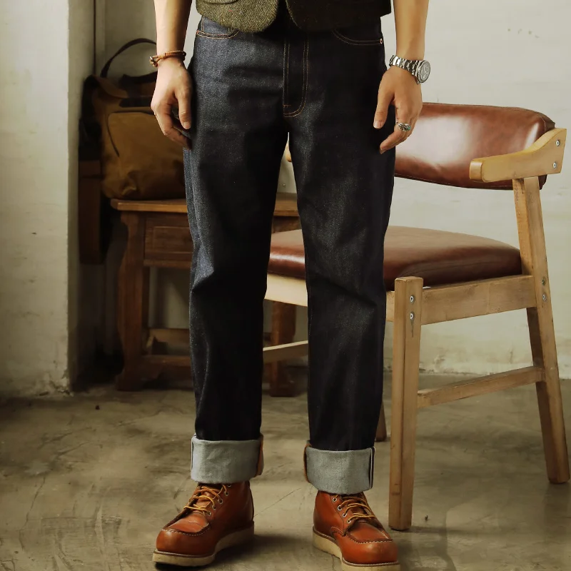 

Description! 55501 Read Red Tornado Indigo Selvage Unwashed Pants Unsanforized Raw Denim Jean 14oz