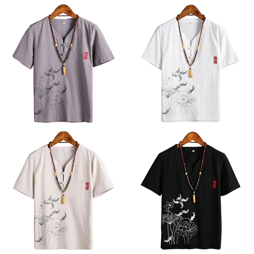 Традиционная китайская одежда для мужчин в японском стиле с рисунком лотоса