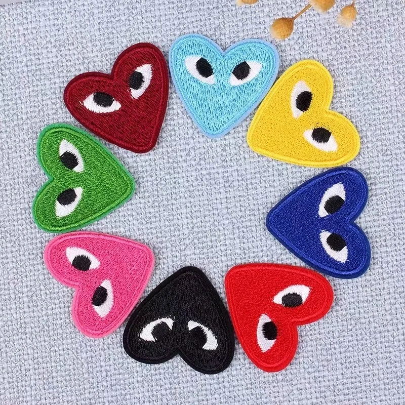 

Creativity Love Heart Patches for Clothes DIY Stripes Iron on Appliques Kids Clothing Stickers Embroidery Badges