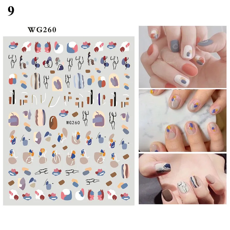 3D слайдеры с цветами наклейки для ногтей летние растения украшение маникюра