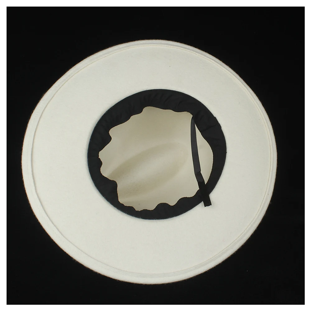 100% шерсть Подлинная женская белая шляпа-федора с красной лентой элегантные