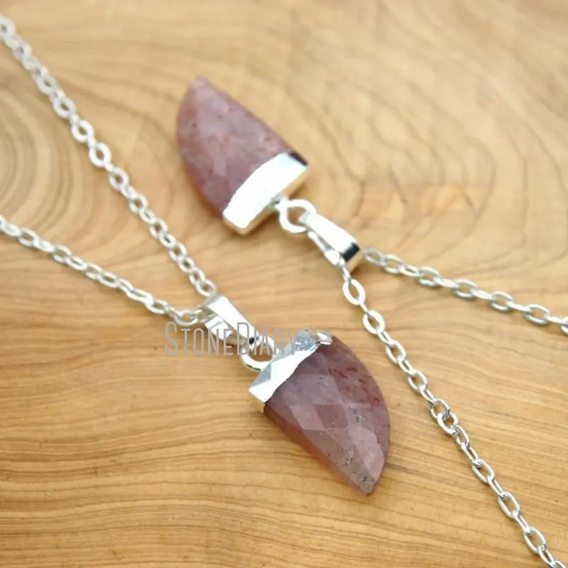 NM15632 10 шт. Новые ожерелья с клубничным кварцем посеребренные граненым гудком 16-20