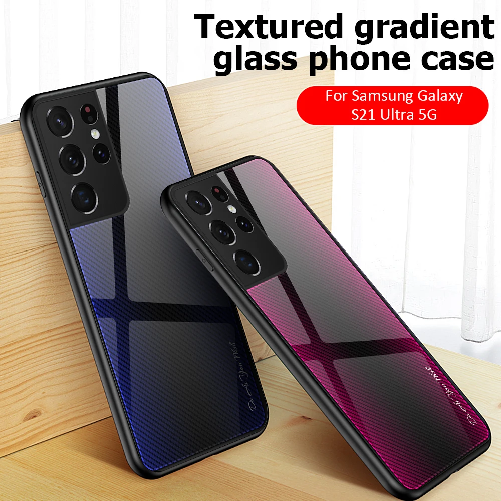 

Gradient Texture Tempered Glass Case For Galaxy F62 M62 A 42 52 72 02S 12 32 Hard Glass Case For Samsung Galaxy S 21 Plus Ultra