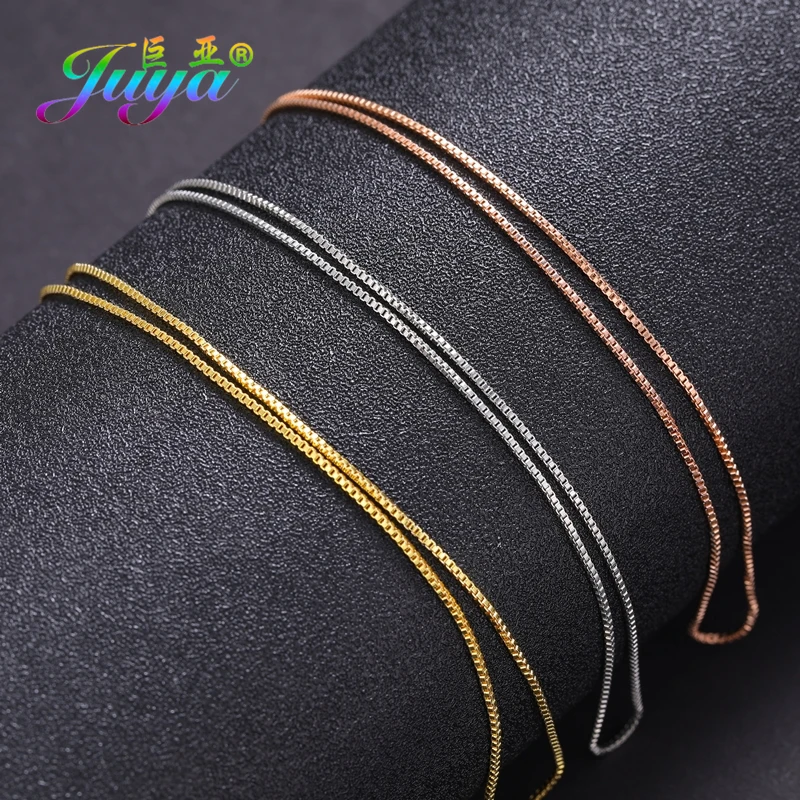 

Juya 4pcs/Lot Wholesale DIY Silver/Rose Gold Color Needle Pin Clasp Box Chains For Fashion Pendant Necklace Making Components