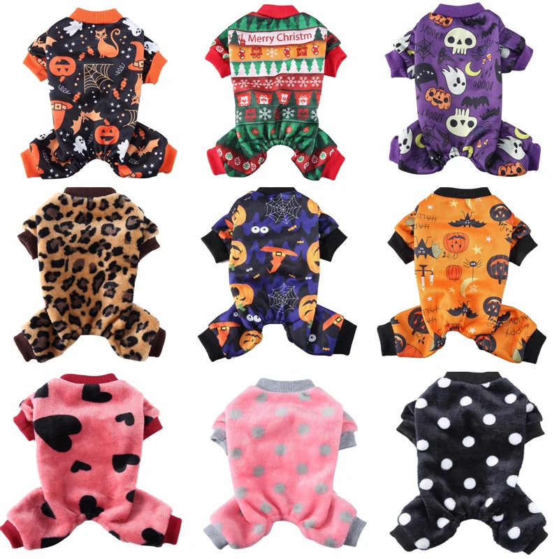 

Pet Pajamas Clothes Puppy Cute Dog Jumpsuits Soft Cotton Body Suit Cats Bottoming Cozy Apparel Dogs Pjs Small Canine Jammies
