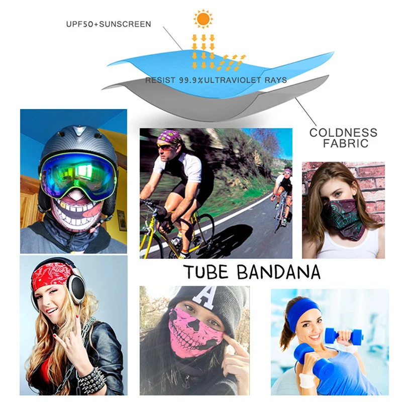 Women Men 3D Animal Tiger Printed Multi Functional Quick Dry Sunshade Sweatband Hairband Head Scarf Protective Mouth Cover | Спорт и