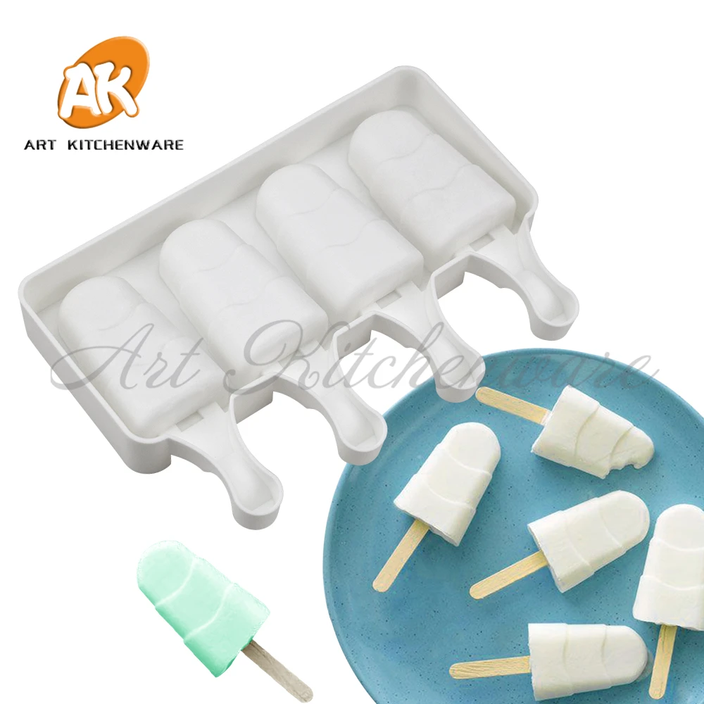 

4 Cavities Damask Design Ice Cream Silicone Mould DIY Handmade Chocolate Popsicle Mold Cake Decorating Tools Kitchen Bakeware