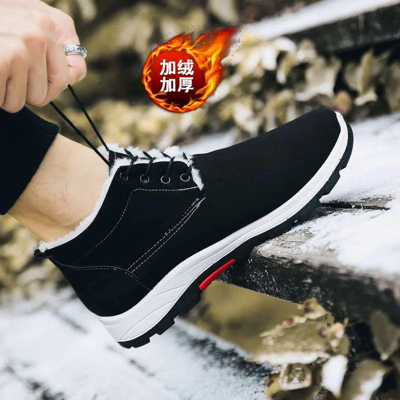 Waterproof Winter Men Boots with Fur Warm Snow Women Work Casual Shoes Sneakers High Top Rubber Ankle plus size | Обувь