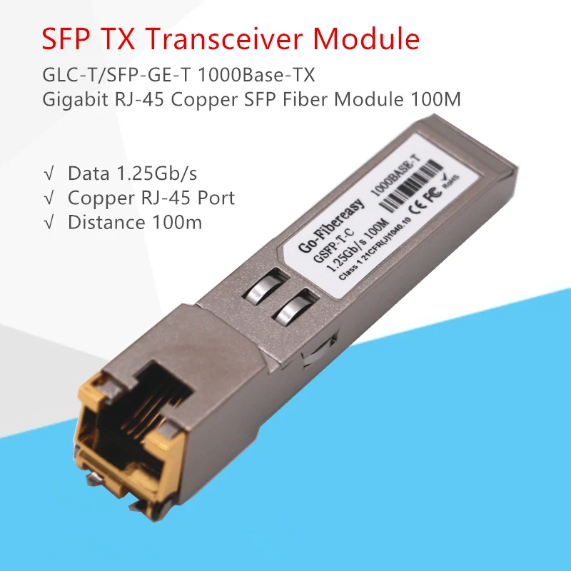 SFP RJ45 Gigabit Module 1000Mbps-TX SFP RJ45 Copper Switch Module Compatible with Cisco/Mikrotik SFP Fiber Optic Gigabit Module