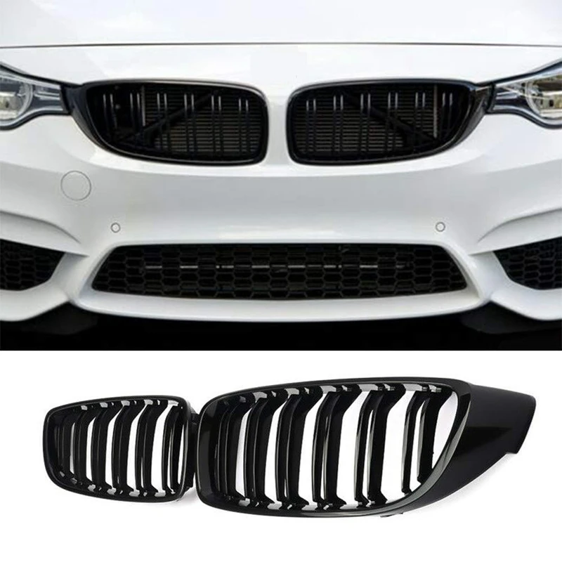 

Front Grill Grilles Kidney Grill Replacement for BMW 4 Series F32 F33 F36 F80 F82 Double Slat M4 Sport Style Bright Black