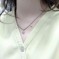 livvy silver color fashion smiling face necklace for women luck star party handmade jewelry accessories