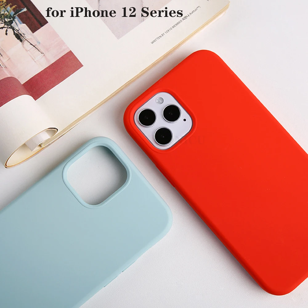 

Original Official Liquid Silicone Phone Case For iPhone 12 11 XS XR X 8 7 6 Plus SE 2020 Shockproof Protective With Logo