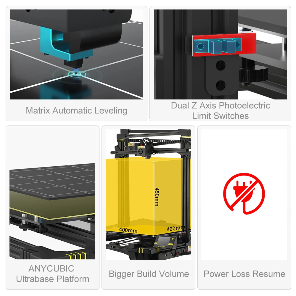 3d принтер Anycubic Chiron Plus недорогой большого размера печати печать 400*400*450 мм наборы