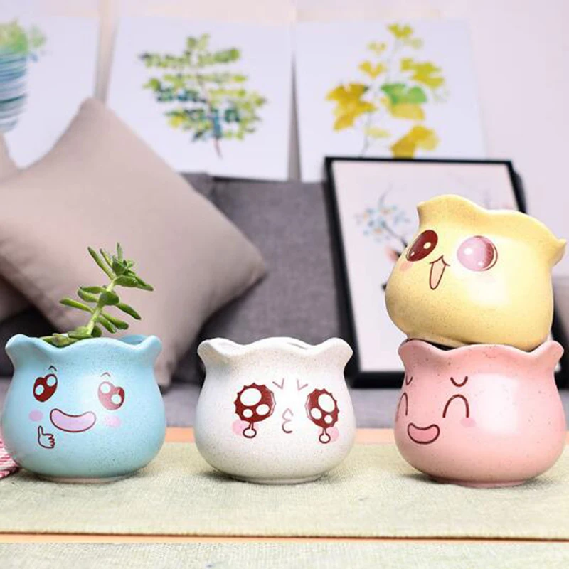 Керамический суккулентный горшок для растений зеленая ваза бонсай офисный