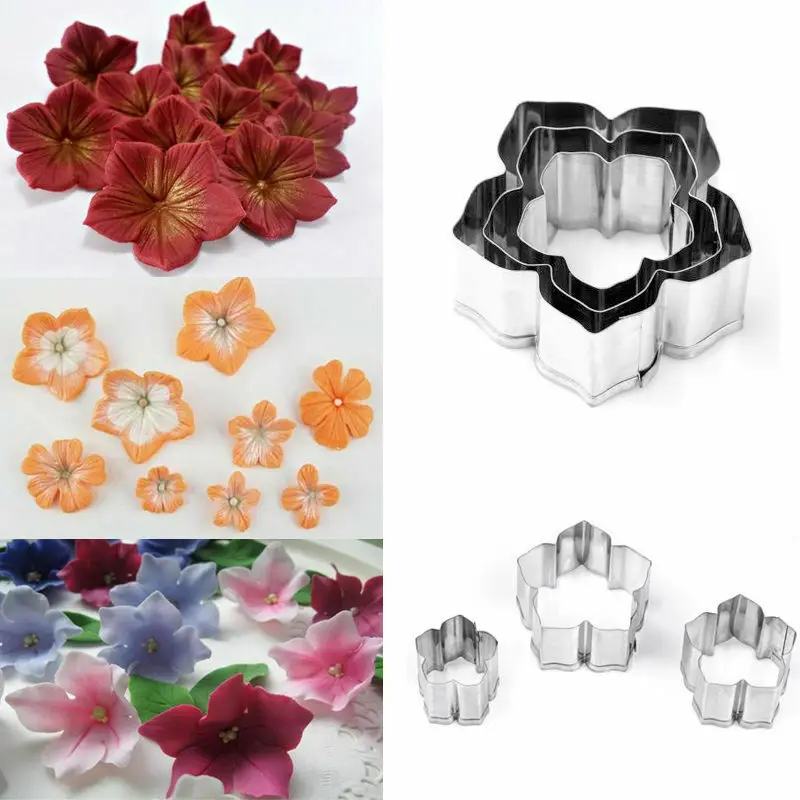 

3Pcs/Set Flower Cookies Cutter Pastry Biscuit Cake Decorating Mold Mould Tools Fondant Clay Pottery Shape Cuttering Molds