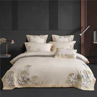 luxury 60s egyptian cotton embroidered bedding set for king size bed sheet pillowcase duvet cover set 4pcs for home and hotel