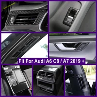 carbon fiber interior accessories door handle bowl pillar a rear air ac gear box panel cover trim for audi a6 c8 a7 2019 2022