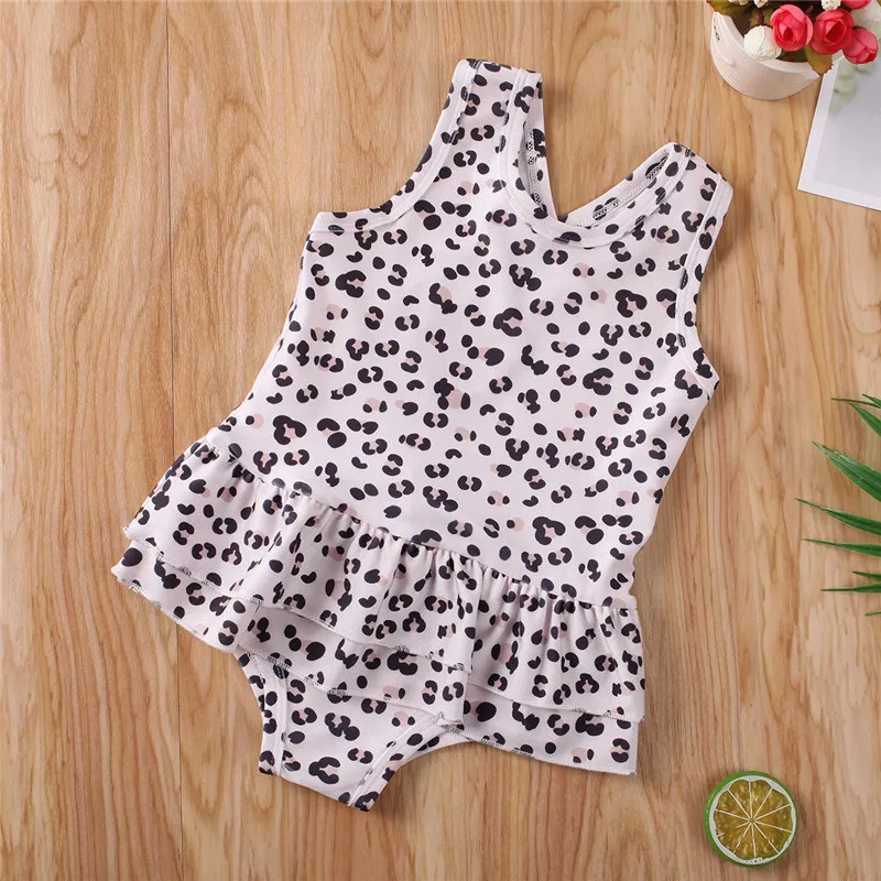 Цельный купальный костюм без рукавов с леопардовым принтом для маленьких