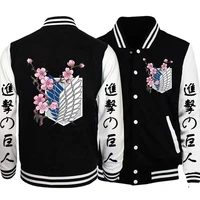 men women attack on titan jackets unisex anime graphic baseball uniform shingeki no kyojin oversized cherry blossom sweatshirts