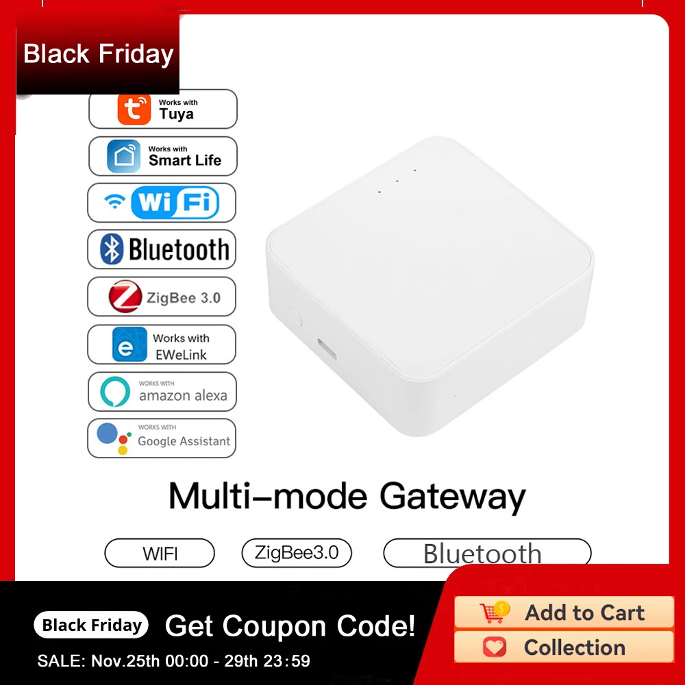

Tuya Smart Gateway Hub Smart Home Bridge ZigBee APP WiFi Bluetooth Wireless Remote Controller Works With Alexa Google Home