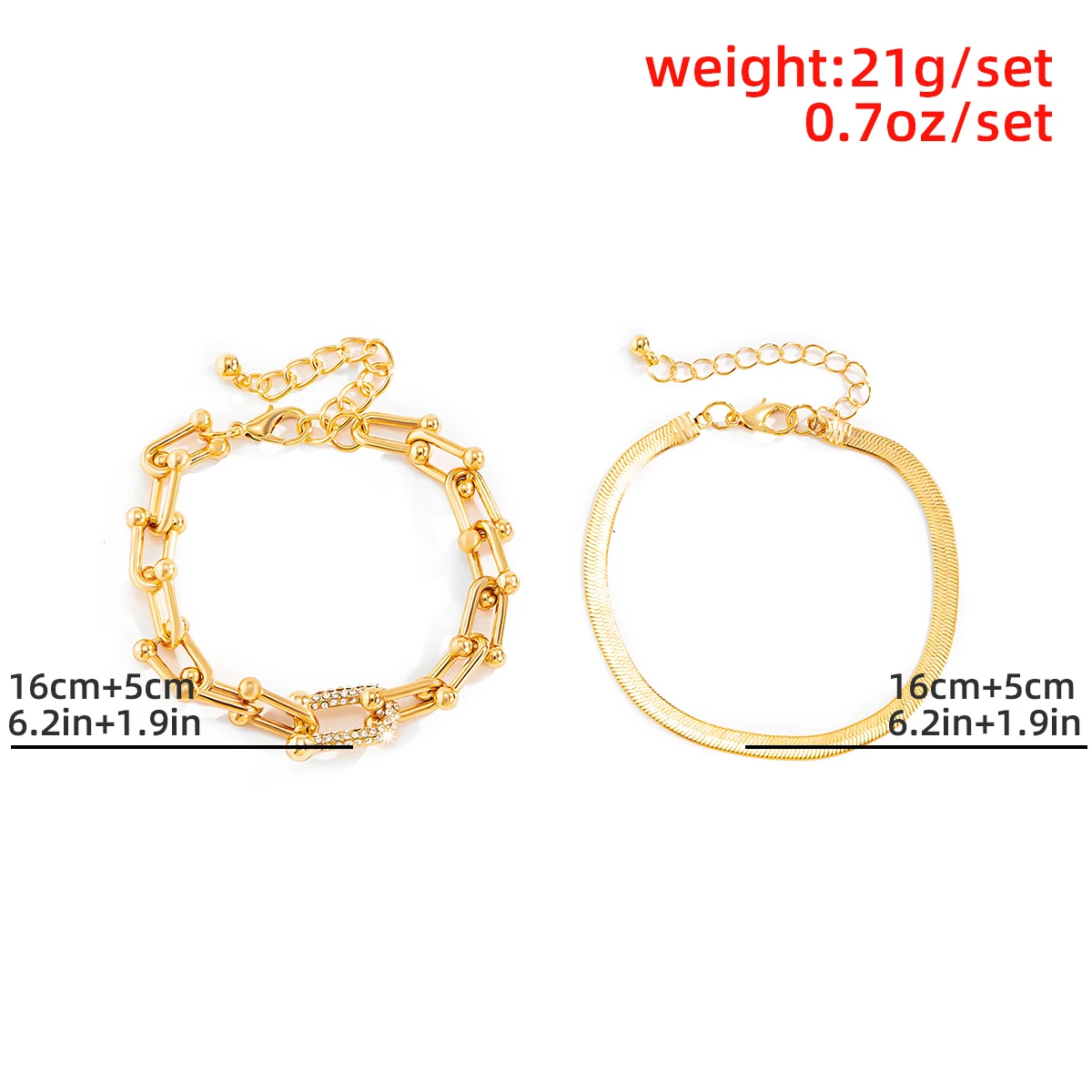 

Korean Fashion Shine Rhinestone Geometric Couple Bracelet Gold Color Flat Blade Snake Chain Link Bracelets For Women Men Jewelry