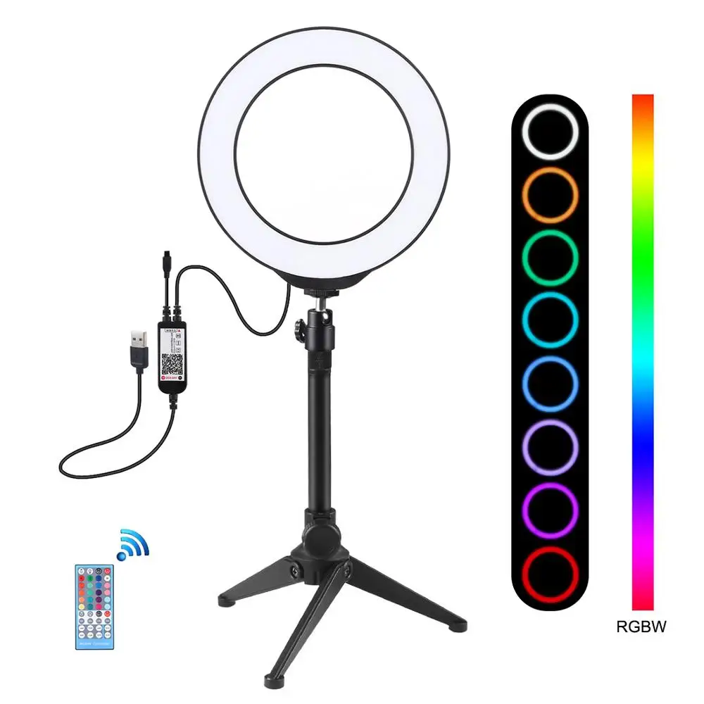 

PULUZ 6.2 inch 16cm USB RGBW Dimmable LED Ring Light for TikTok YouTube Broadcast Live Video Vlogging Photography + 22cm Tripod