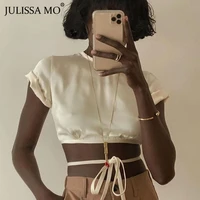 julissa mo sexy hollow out satin tank tops women backless bandage summer cropped top 2020 pink o neck casual streetwear vest tee