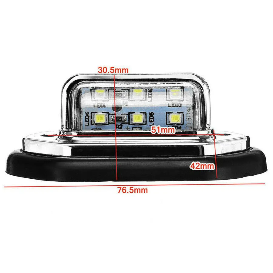 

12V 24V License Plate Light 2pcs Set 6 LED Car Caravan For Most Truck SUV
